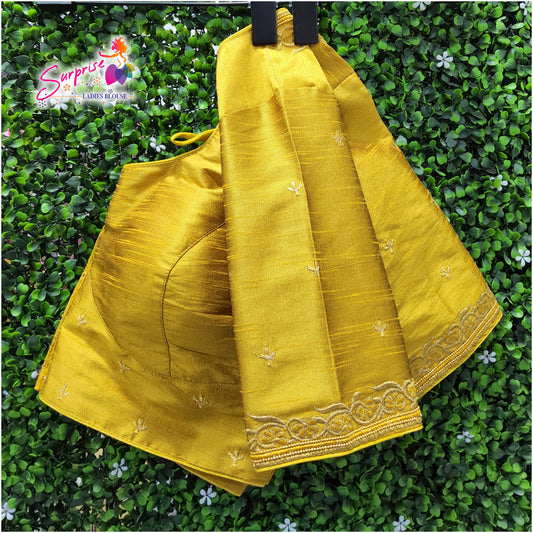 Machine work readymade blouse  gold color