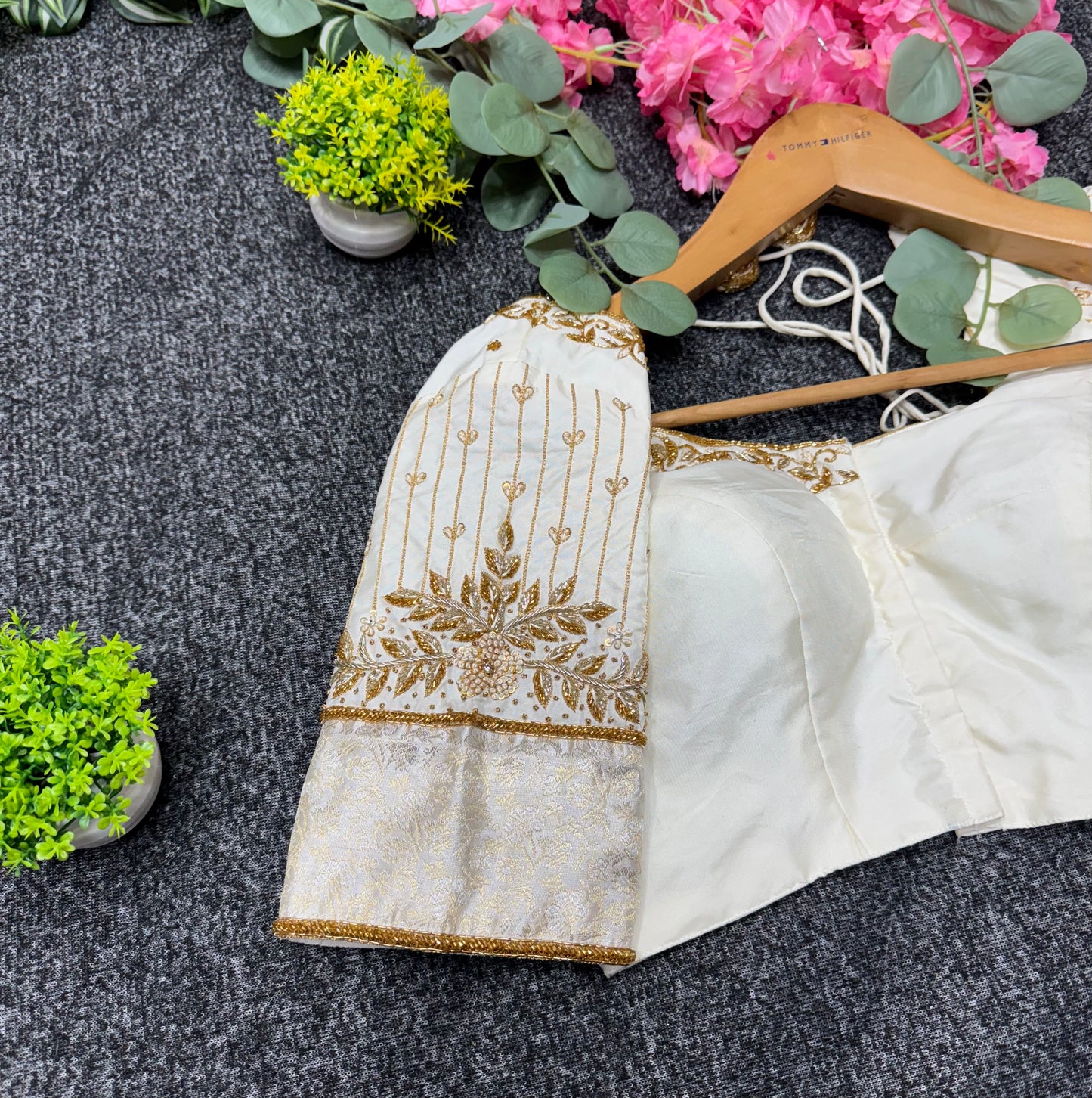 Designer handwork blouse off white