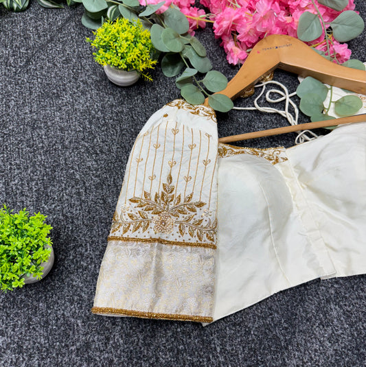 Designer handwork blouse off white