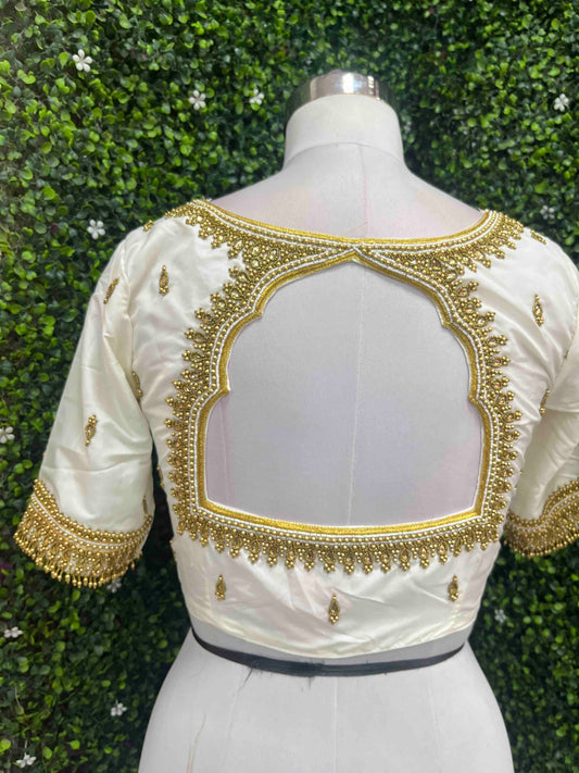 Handwork designer Ari work blouse Cream/ off white color
