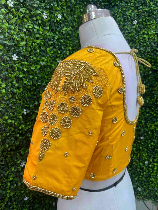 Simple Handwork Blouse Yellow