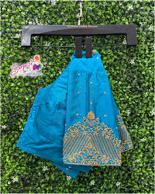 Designer handwork Ari work blouse Blue color