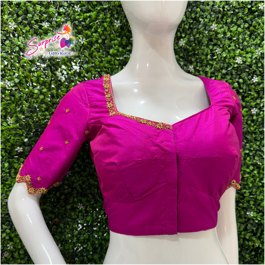 Handwork designer Ari work blouse  pink color