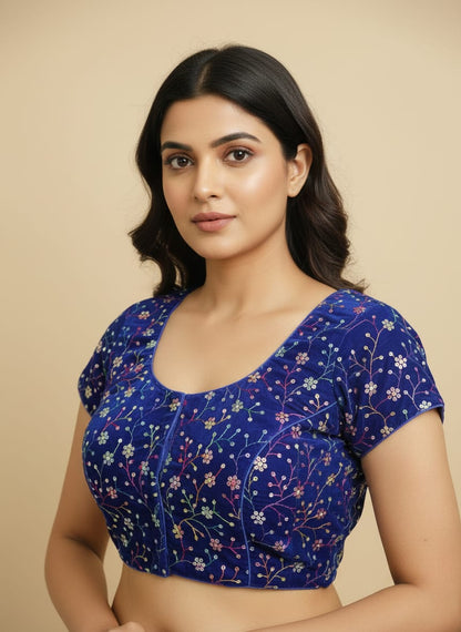 Velvet multicolour fancy blouse
