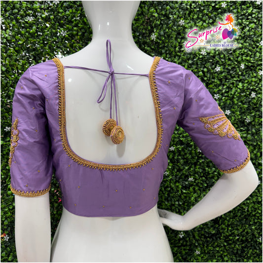 Designer handwork Ari work blouse Lavender color