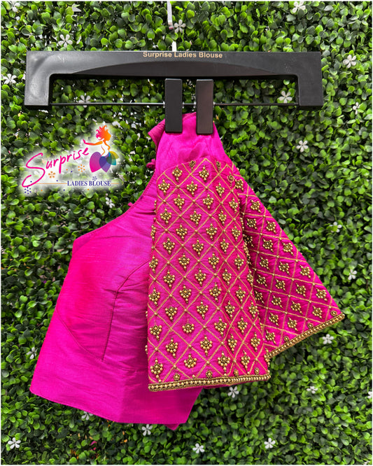 Handwork designer Ari work Readymade Blouse  Pink color