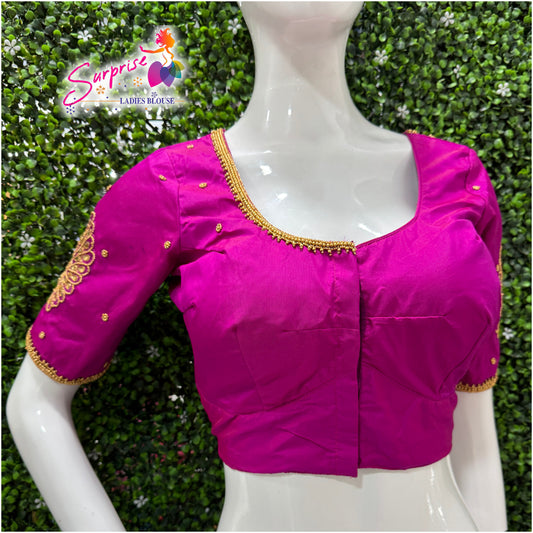 Designer handwork Ari work blouse pimk color
