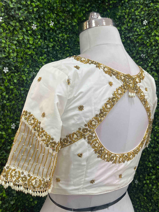 Handwork designer Ari work blouse Cream/ off white color