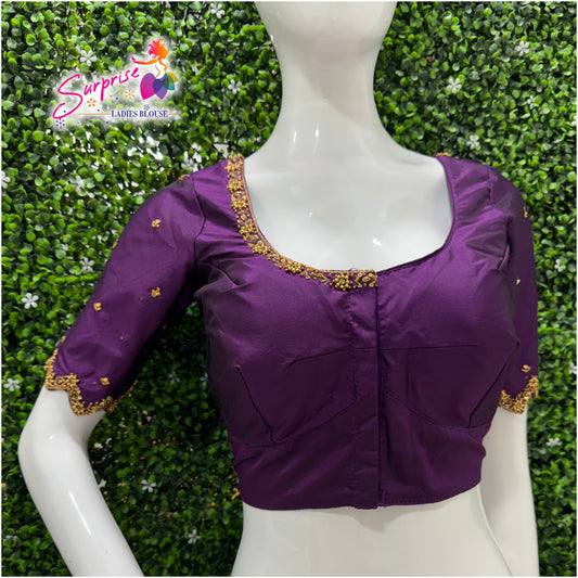 Handwork designer Ari work blouse  purple color