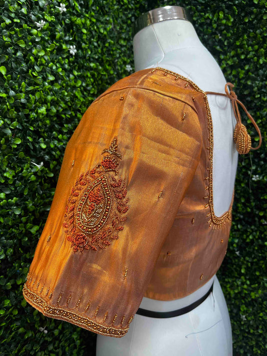 Handwork designer Ari work blouse copper color