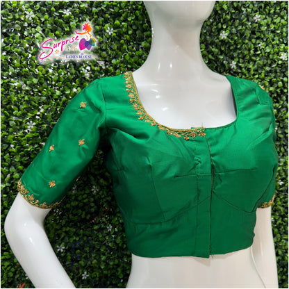 Handwork designer Ari work blouse  green color