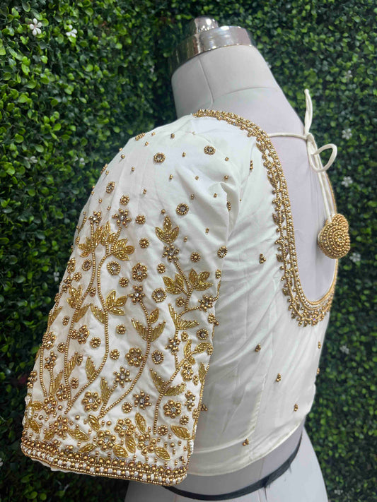 Handwork designer Ari work blouse Cream/ off white color