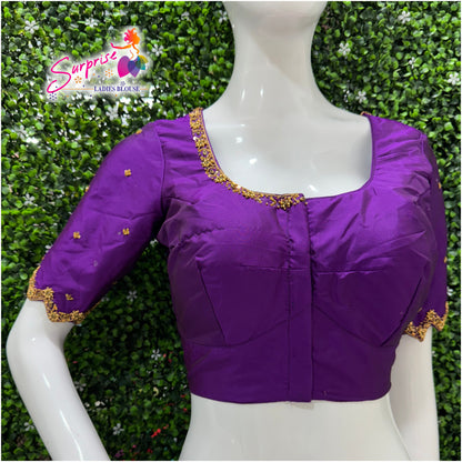 Handwork designer Ari work blouse  purple color