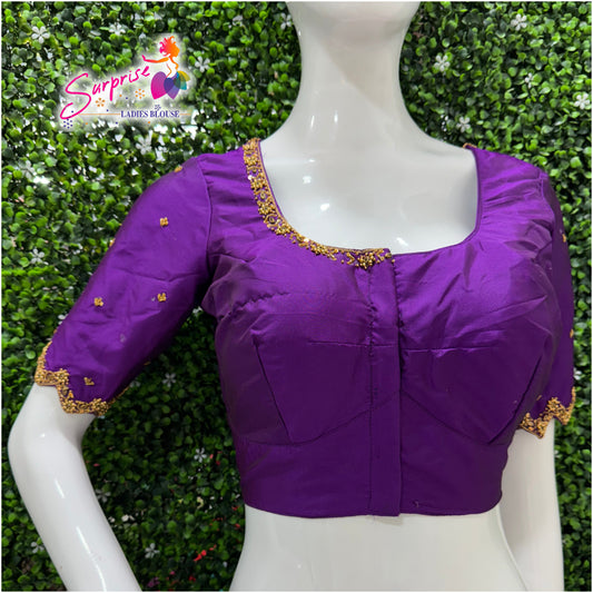 Handwork designer Ari work blouse  purple color