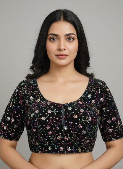 Velvet multicolour fancy blouse