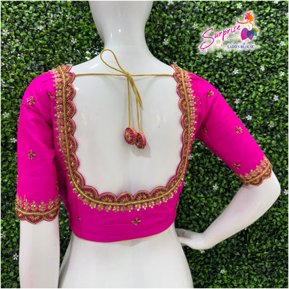 Handwork designer Ari work Readymade Blouse  Pink color