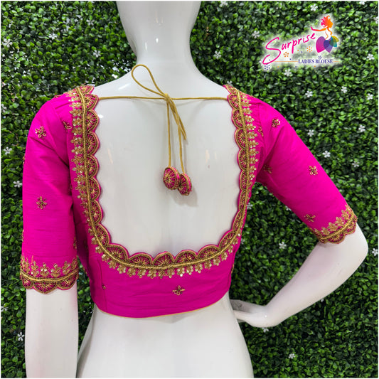 Handwork designer Ari work Readymade Blouse  Pink color