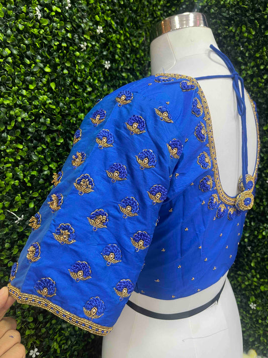 Handwork designer Ari work blouse blue color