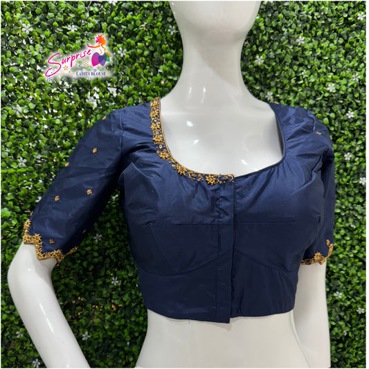 Handwork designer Ari work blouse  navy blue color