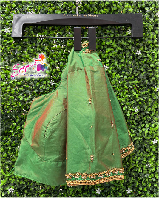 Designer handwork Ari work blouse Green color