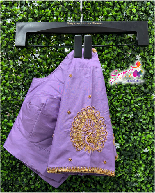 Designer handwork Ari work blouse Lavender color