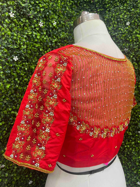 Handwork designer Ari work blouse Red color