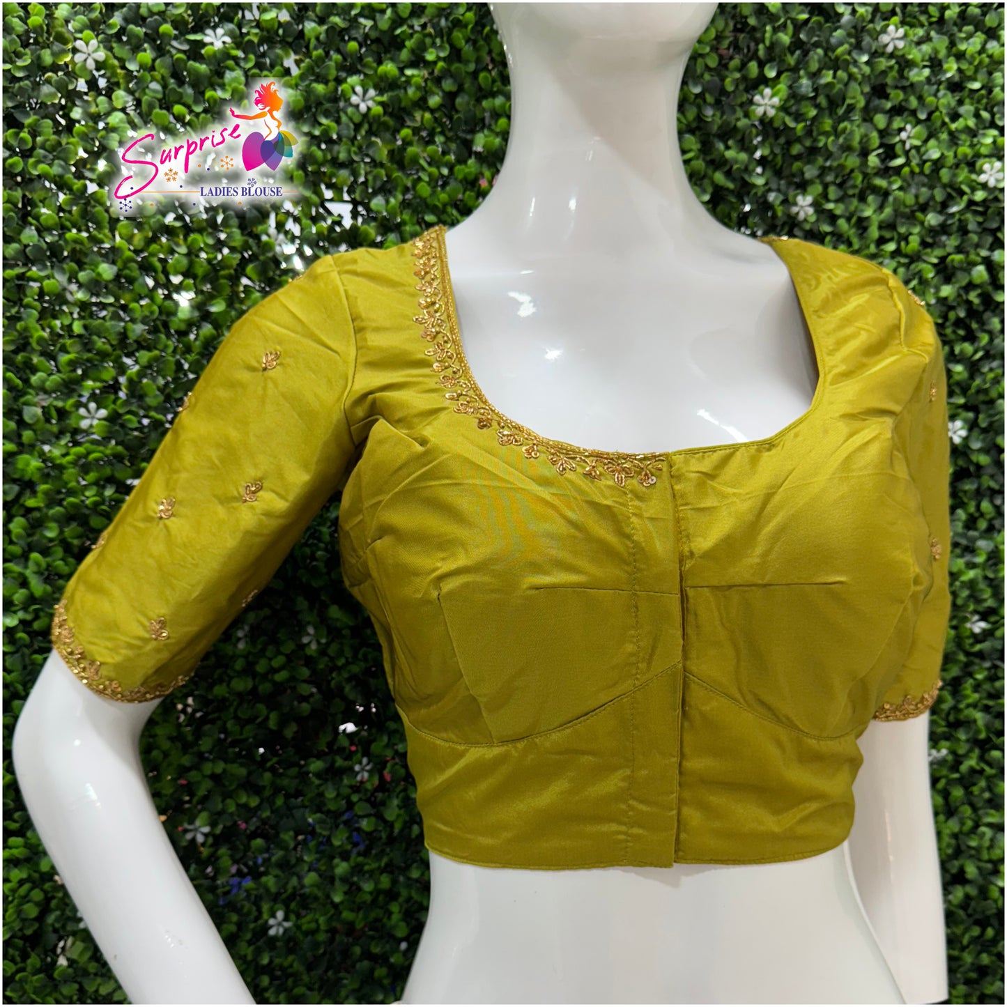 Handwork designer Ari work blouse  green color