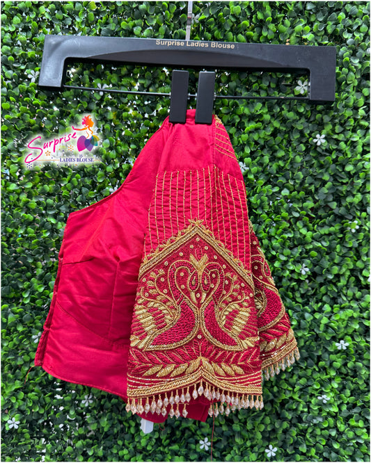 Designer handwork Ari work blouse Red color