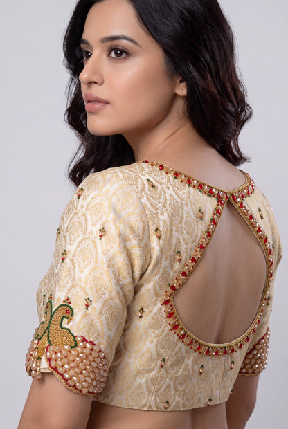 Gold handwork jewelary style blouse