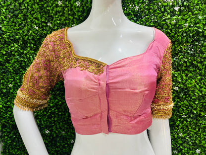 Bridal Handwork blouse pink colour