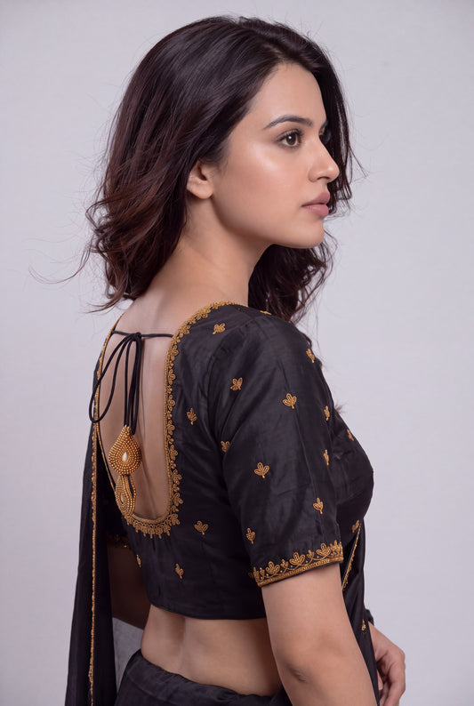 HANDWORK READY MADE BLOUSE  AARI WORK (BLACK)