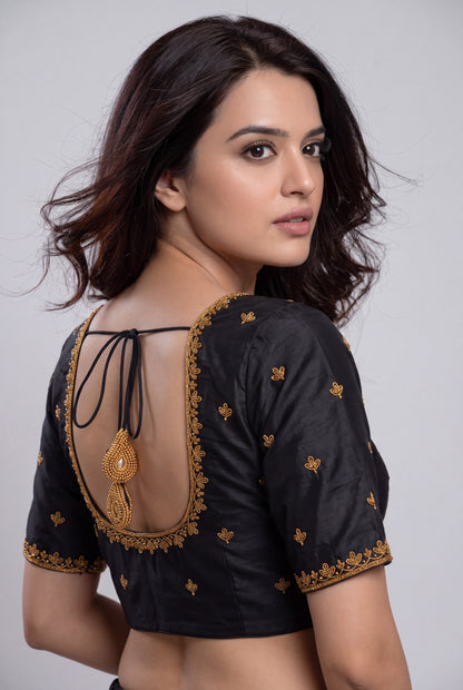 HANDWORK READY MADE BLOUSE  AARI WORK (BLACK)