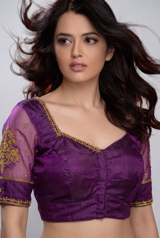 Royal Purple handwork Designer blouse