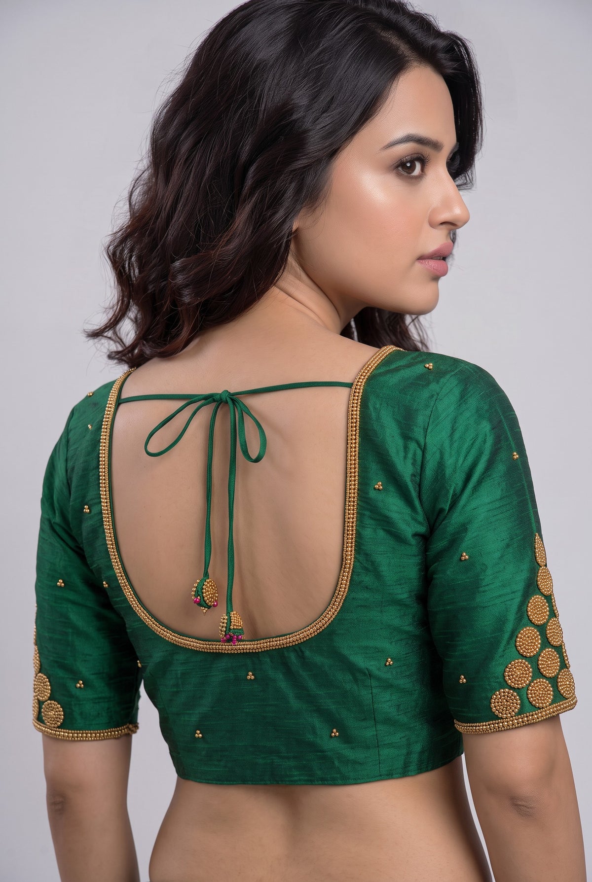 HANDWORK READY MADE BLOUSE  AARI WORK (GREEN)