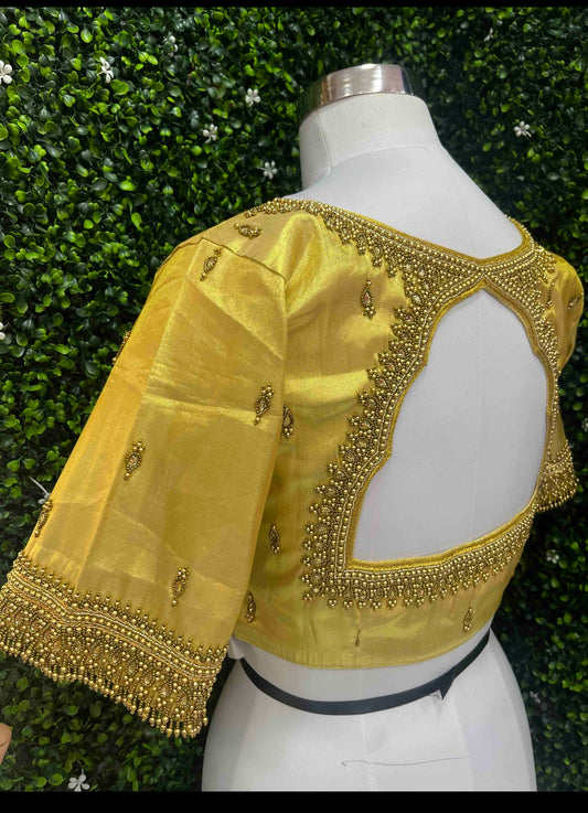 Designer Handwork Blouse Gold