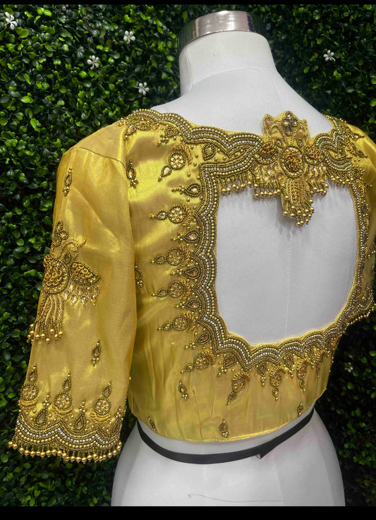 Designer Handwork Blouse Gold