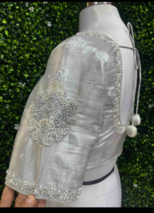 Designer Handwork Blouse silver