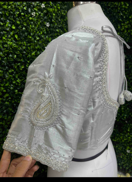 Designer Handwork Blouse silver
