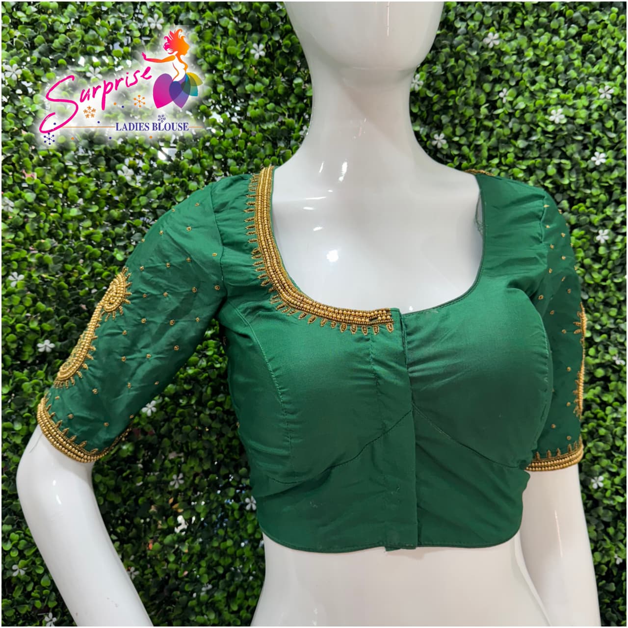 Designer Handwork Blouse green