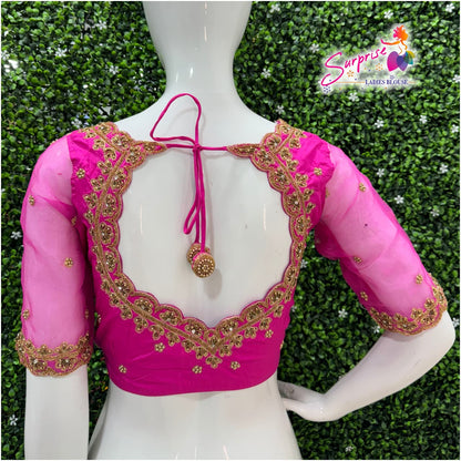 Designer Handwork Blouse Pink