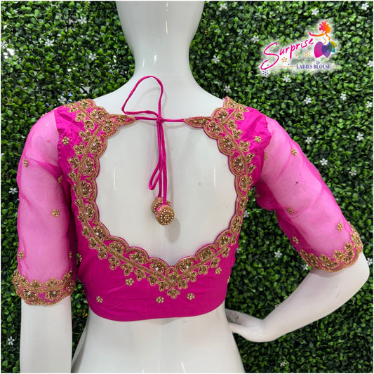 Designer Handwork Blouse Pink