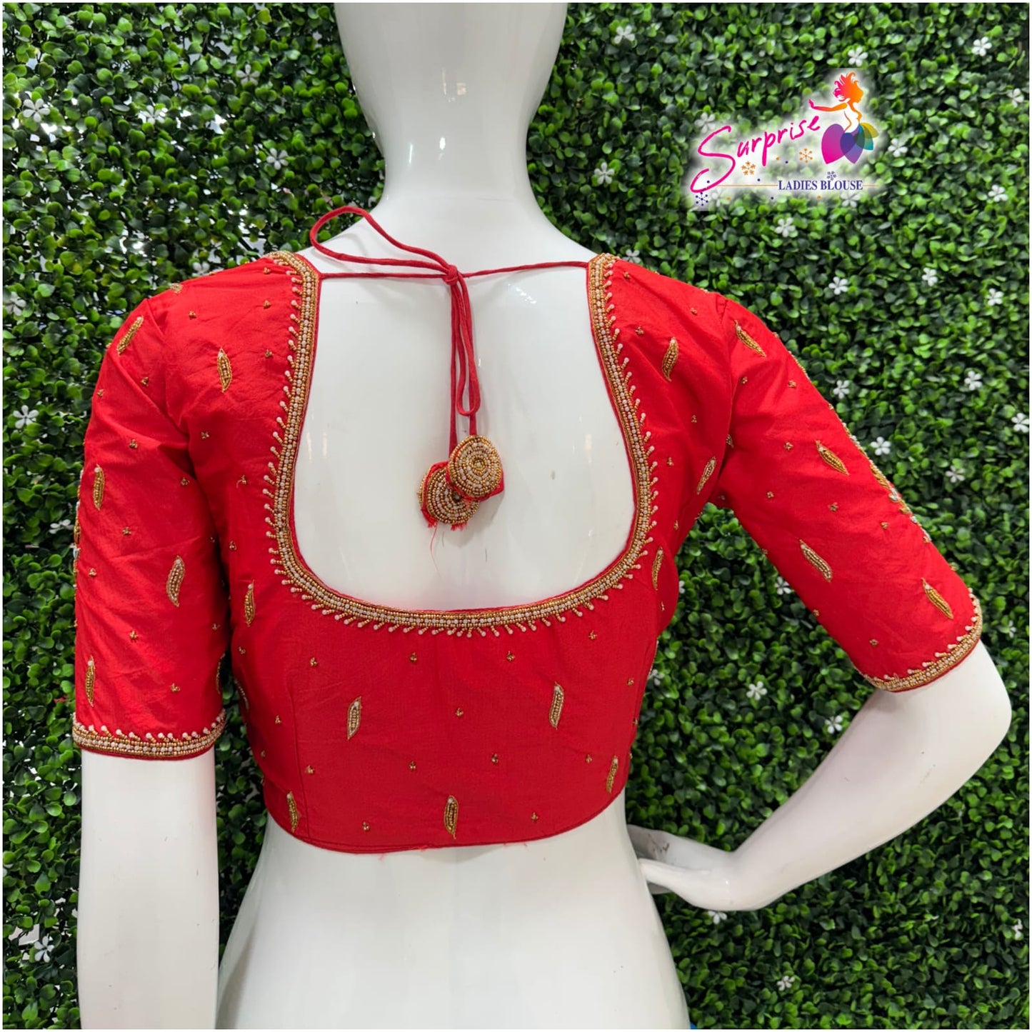 Designer Handwork Blouse Red