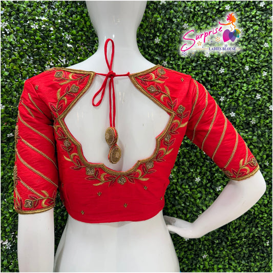 Designer Handwork Blouse Red
