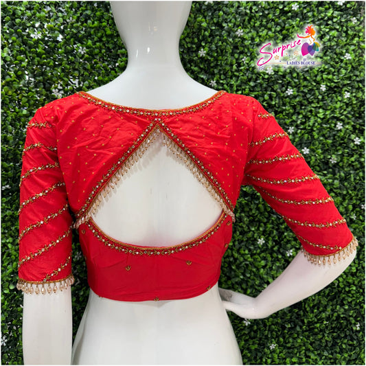 Designer Handwork Blouse Red