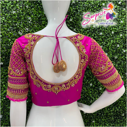 Designer Handwork Blouse Pink