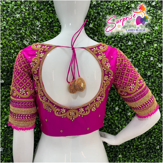 Designer Handwork Blouse Pink