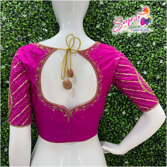 Designer Handwork Blouse Pink