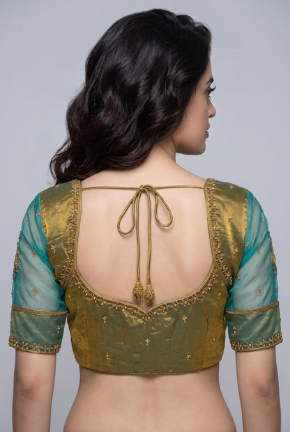 Green  handwork Designer blouse
