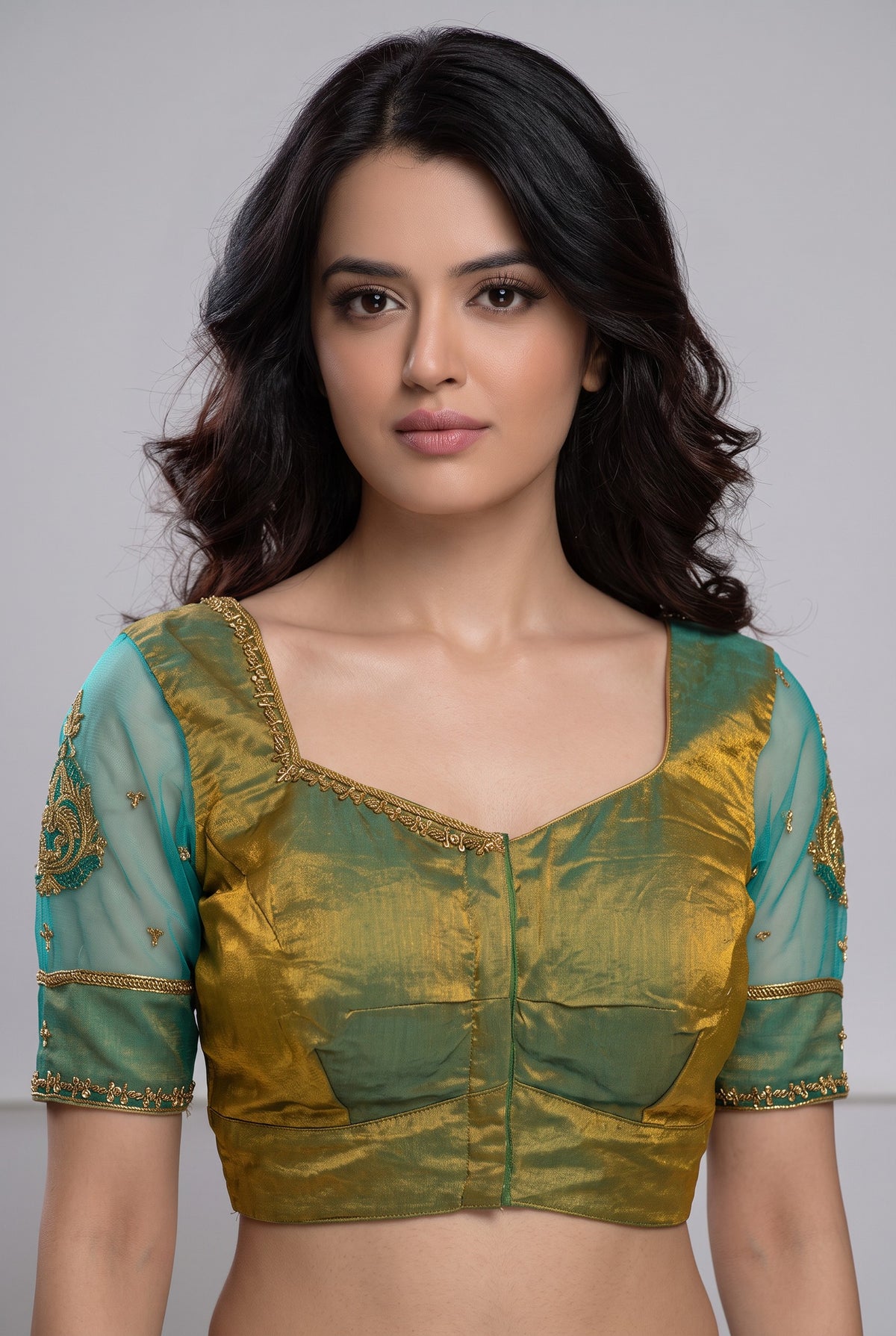 Green  handwork Designer blouse