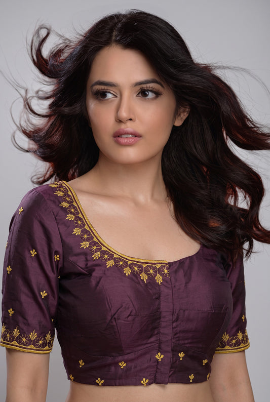 Machine Work Blouse wine